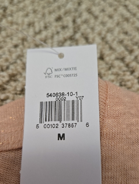 NWT- GAP Linen Blend  V-Neck T-Shirt Chaulk Pink Metallic - Picture 7 of 9